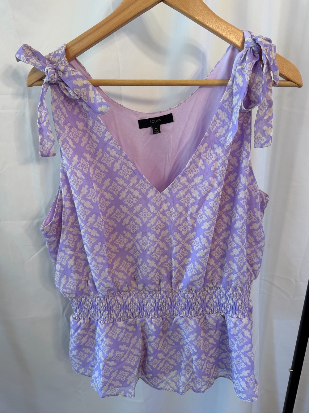 Lilac Tie-Shoulder Sleeveless Peplum Top